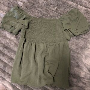 SHEIN Olive Off-Shoulder Blouse